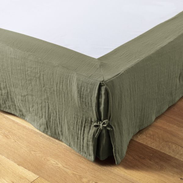 Cache sommier 140x190 cm Gaze de coton Gaïa Romarin