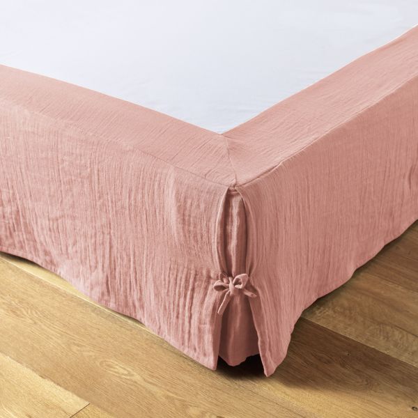 Cache sommier 140x190 cm Gaze de coton Gaïa Rose