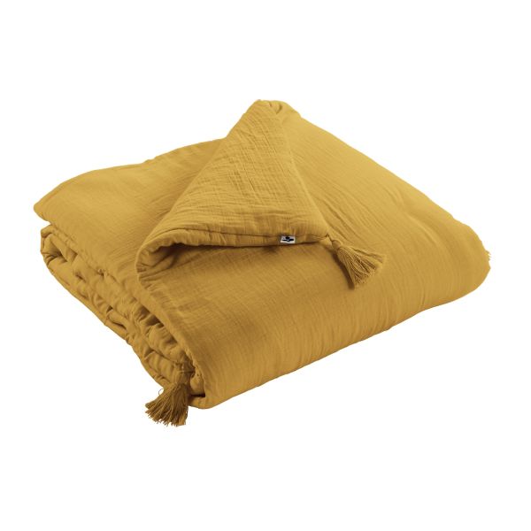 Edredon 150x150 cm Gaze de coton Gaïa Safran