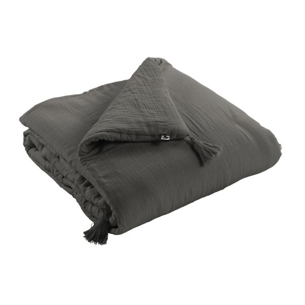 Bout de lit 90x200 cm Gaze de coton Gaïa Granit
