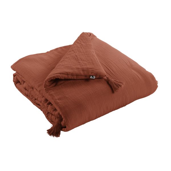 Bout de lit 90x200 cm Gaze de coton Gaïa Terracotta