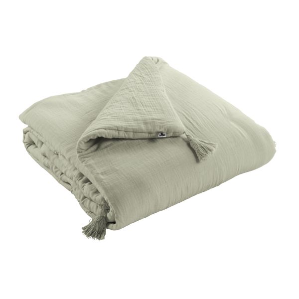 Bout de lit 90x200 cm Gaze de coton Gaïa Vert d'eau