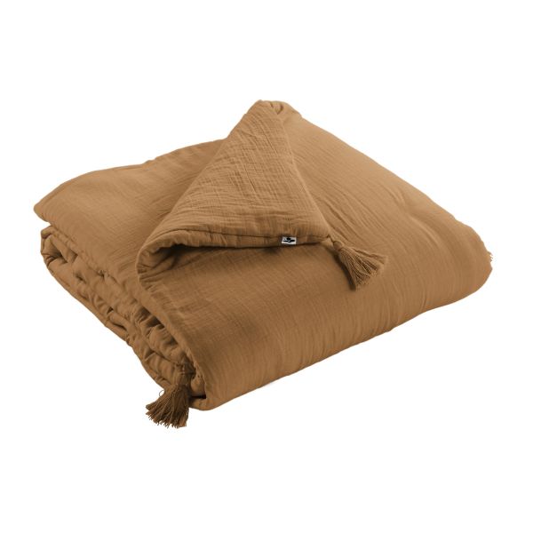 Bout de lit 90x200 cm Gaze de coton Gaïa Camel