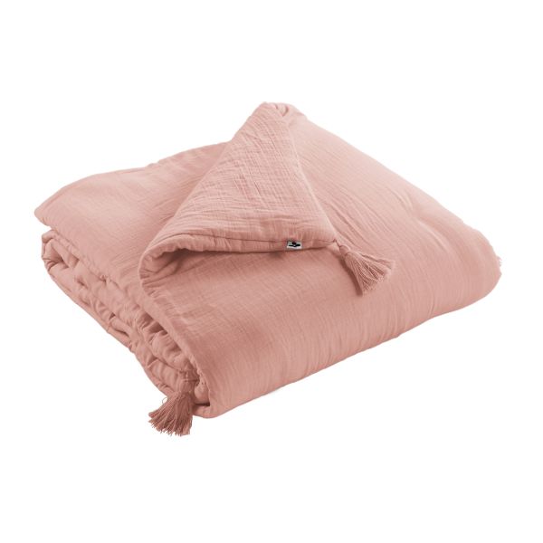 Bout de lit 90x200 cm Gaze de coton Gaïa Rose