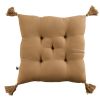 Coussin de chaise 40x40 cm Gaze de coton Gaïa avec pompons Camel