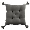 Coussin de chaise 40x40 cm Gaze de coton Gaïa avec pompons Granit