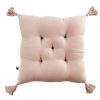 Coussin de chaise 40x40 cm Gaze de coton Gaïa avec pompons Guimauve