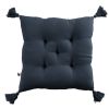 Coussin de chaise 40x40 cm Gaze de coton Gaïa avec pompons Minuit