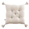Coussin de chaise 40x40 cm Gaze de coton Gaïa avec pompons Naturel