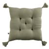 Coussin de chaise 40x40 cm Gaze de coton Gaïa avec pompons Romarin