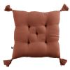 Coussin de chaise 40x40 cm Gaze de coton Gaïa avec pompons Terracotta