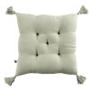 Coussin de chaise 40x40 cm Gaze de coton Gaïa avec pompons Vert d'eau