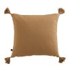 Coussin carré 40x40 cm Gaze de coton Gaïa avec pompons Camel