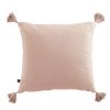 Coussin carré 40x40 cm Gaze de coton Gaïa avec pompons Guimauve