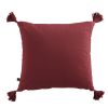 Coussin carré 40x40 cm Gaze de coton Gaïa avec pompons Lie de vin