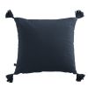 Coussin carré 40x40 cm Gaze de coton Gaïa avec pompons Minuit