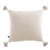 Coussin carré 40x40 cm Gaze de coton Gaïa avec pompons Naturel