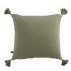 Coussin carré 40x40 cm Gaze de coton Gaïa avec pompons Romarin