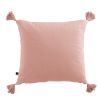 Coussin carré 40x40 cm Gaze de coton Gaïa avec pompons Rose