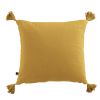 Coussin carré 40x40 cm Gaze de coton Gaïa avec pompons Safran
