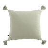 Coussin carré 40x40 cm Gaze de coton Gaïa avec pompons Vert d'eau