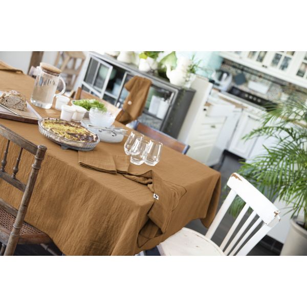 Nappe rectangle 150x250 cm Gaze de coton Gaïa Camel