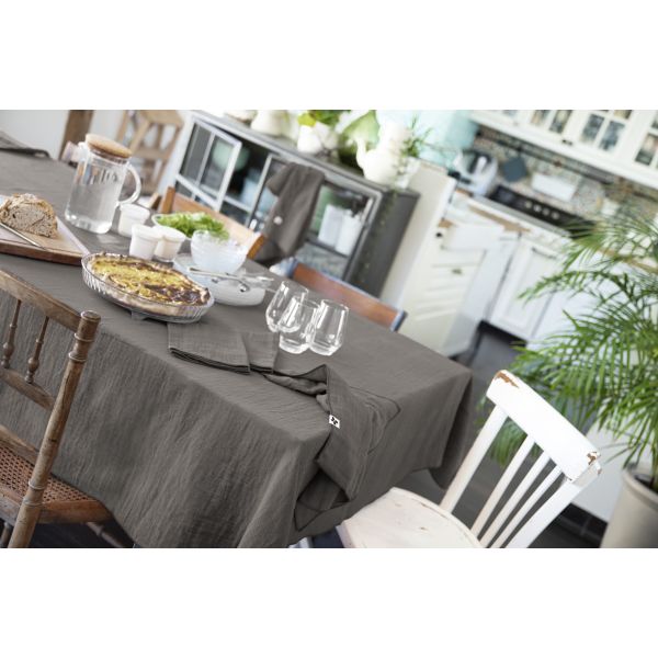 Nappe rectangle 150x250 cm Gaze de coton Gaïa Granit