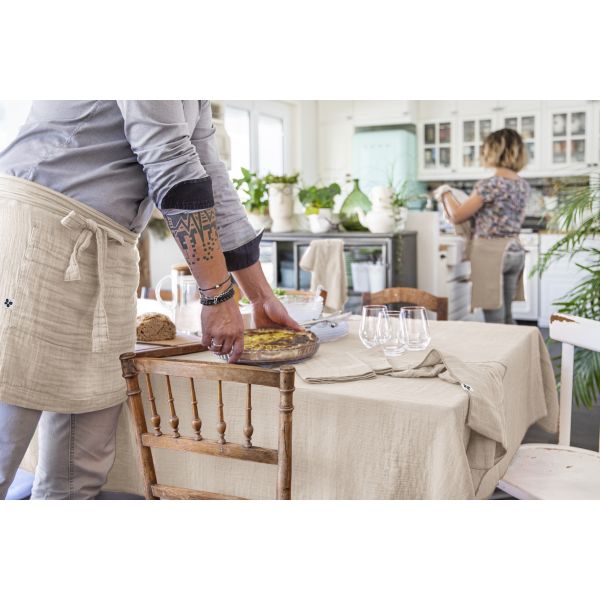 Nappe rectangle 150x350 cm Gaze de coton Gaïa Naturel