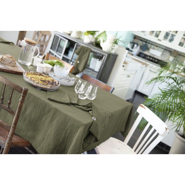 Nappe rectangle 150x250 cm Gaze de coton Gaïa Romarin