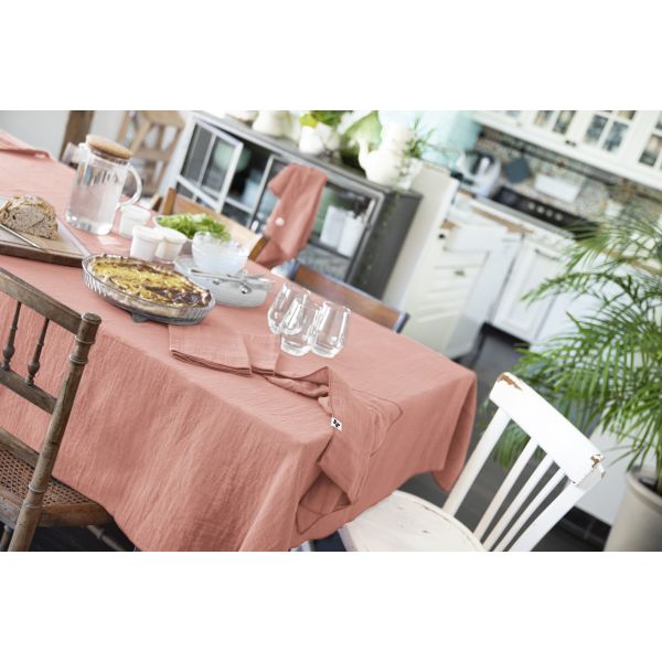 Nappe rectangle 150x250 cm Gaze de coton Gaïa Rose