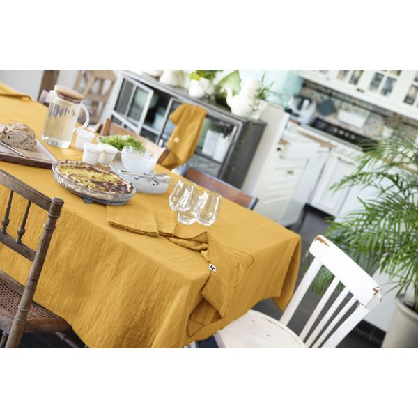Nappe rectangle 150x250 cm Gaze de coton Gaïa Safran