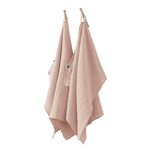 Lot de 2 essuie-mains 50x70 cm Gaze de coton Gaïa Guimauve