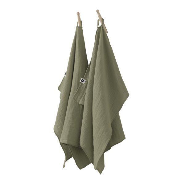 Lot de 2 essuie-mains 50x70 cm Gaze de coton Gaïa Romarin
