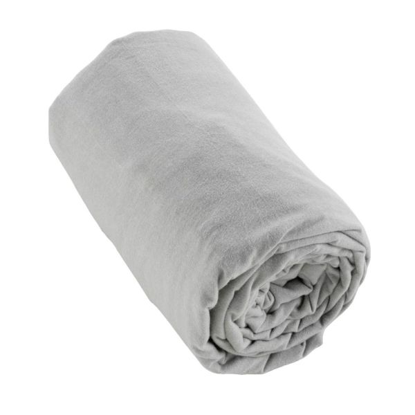 Drap housse 160x200 +30 cm Flanelle de Coton Candice Brume
