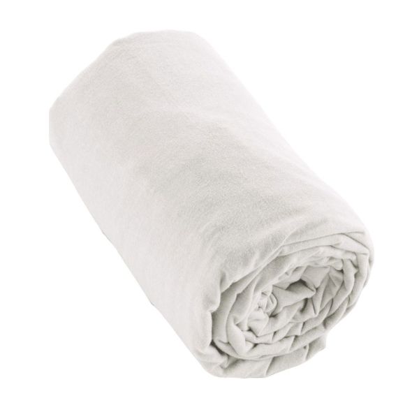 Drap housse 140x190 +30 cm Flanelle de Coton Candice Neige