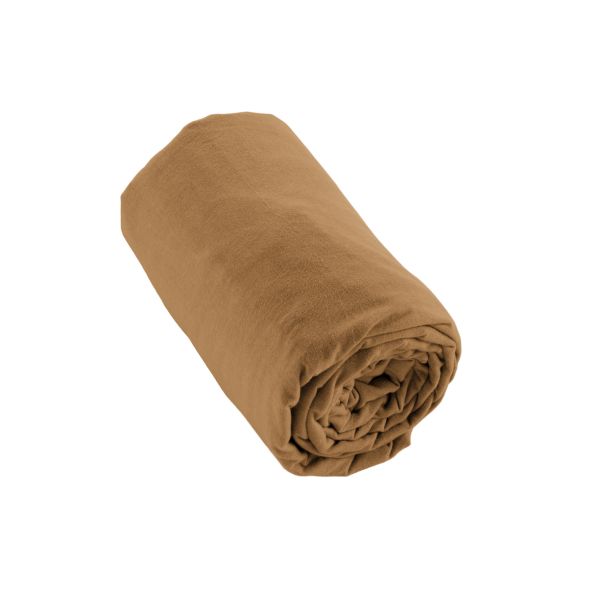 Drap housse 90x190 +30 cm Flanelle de Coton Candice Camel