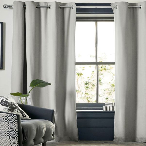 Rideau Occultant 140x260 cm Doublure polaire Polyester Gris Clair