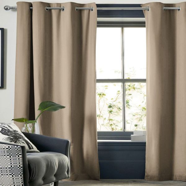 Rideau Occultant 140x280 cm Doublure polaire Polyester Beige