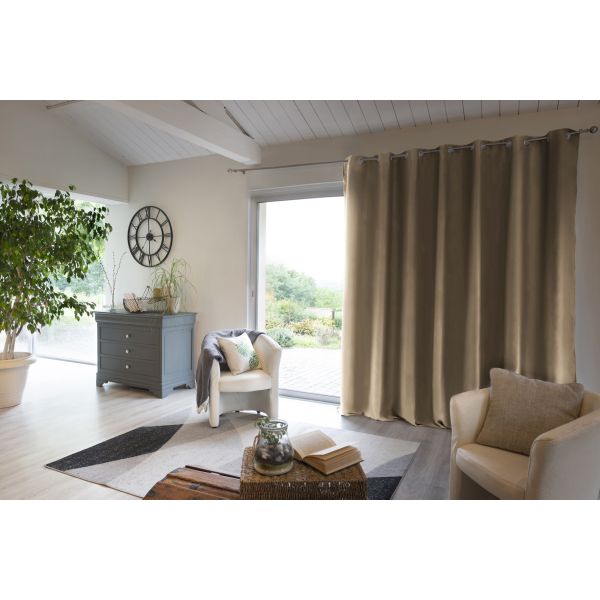 Rideau Occultant 280x260 cm Doublure polaire Polyester Beige