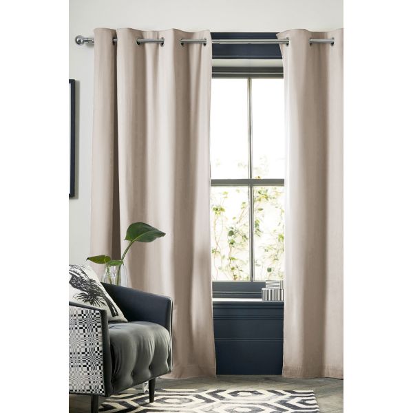 Rideau Occultant 140x280 cm Doublure polaire Polyester Naturel