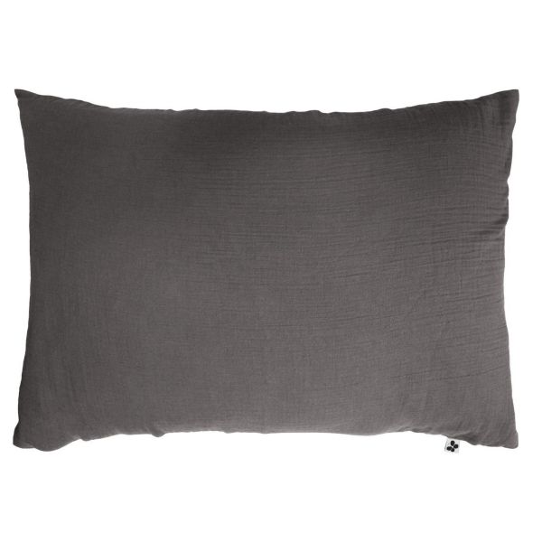 Taie d'oreiller 50x70 cm Gaze de Coton Anthracite