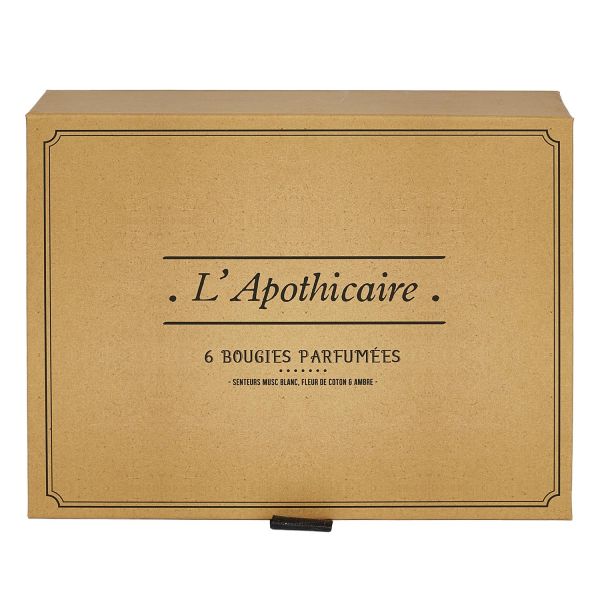 Coffret cadeau 6 bougies parfumées Apothicaire