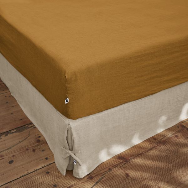 Drap housse 140x190 cm Lin Caramel