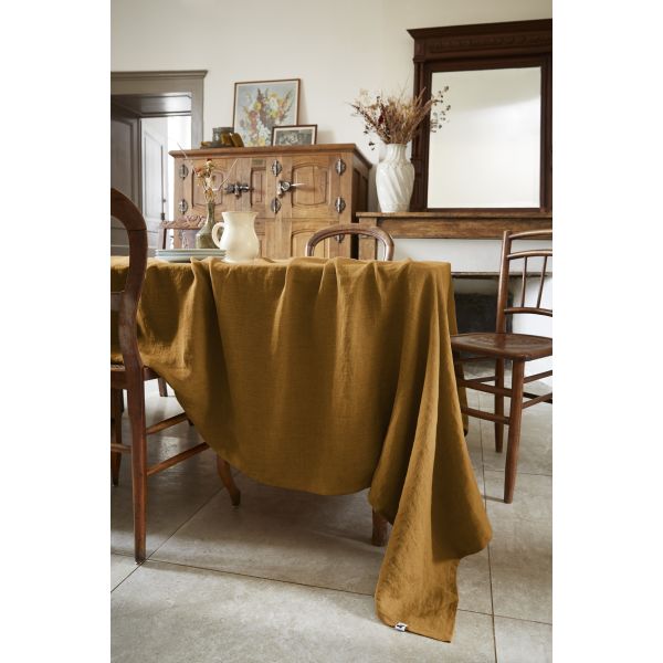 Nappe rectangle 170x350 cm Lin Caramel