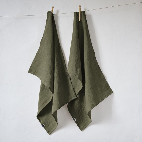 Lot de 2 essuie-vaisselle 50x70 cm Lin Thym