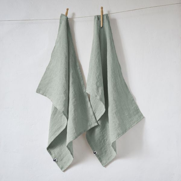 Lot de 2 essuie-vaisselle 50x70 cm Lin Eucalyptus