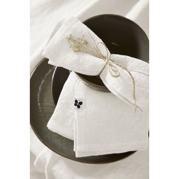 Lot de 3 serviettes 40x40 cm Lin Craie