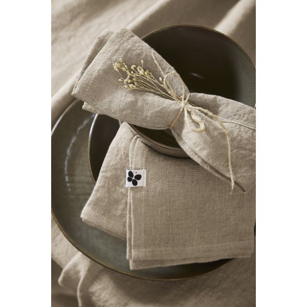 Lot de 3 serviettes 40x40 cm Lin Sable