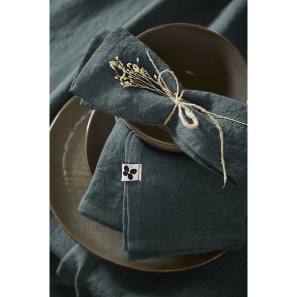 Lot de 3 serviettes 40x40 cm Lin Ardoise