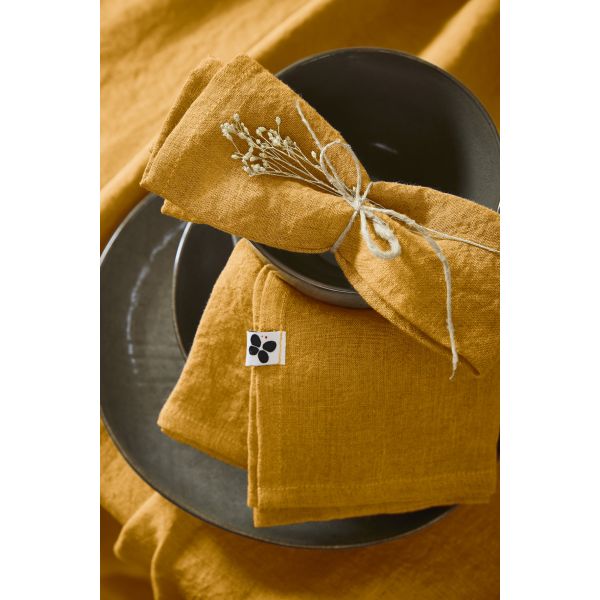 Lot de 3 serviettes 40x40 cm Lin Miel